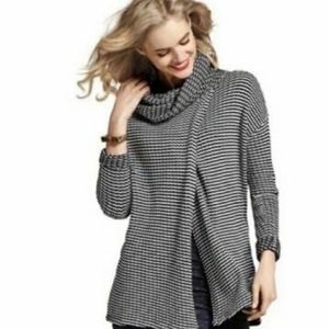 Fergie split turtleneck striped sweater